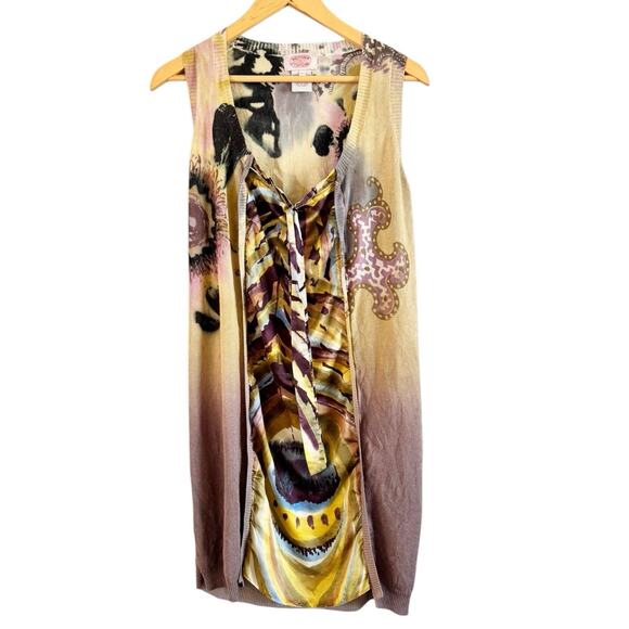 Aoyama Itchome Art to Wear Abstract Satin/Knit Dress One Size Japan Lagenlook - Picture 1 of 9